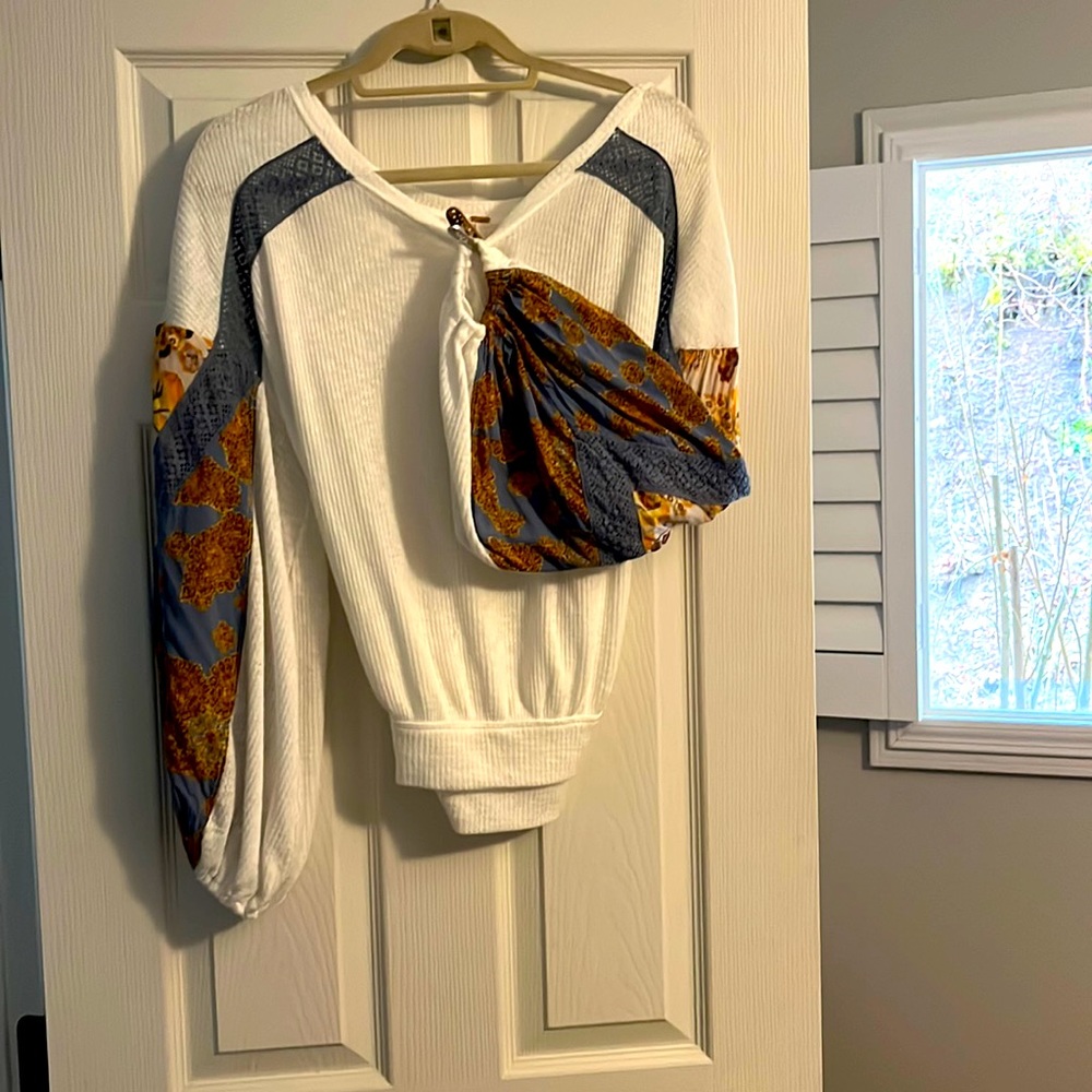 Free People top with full silk sleeves